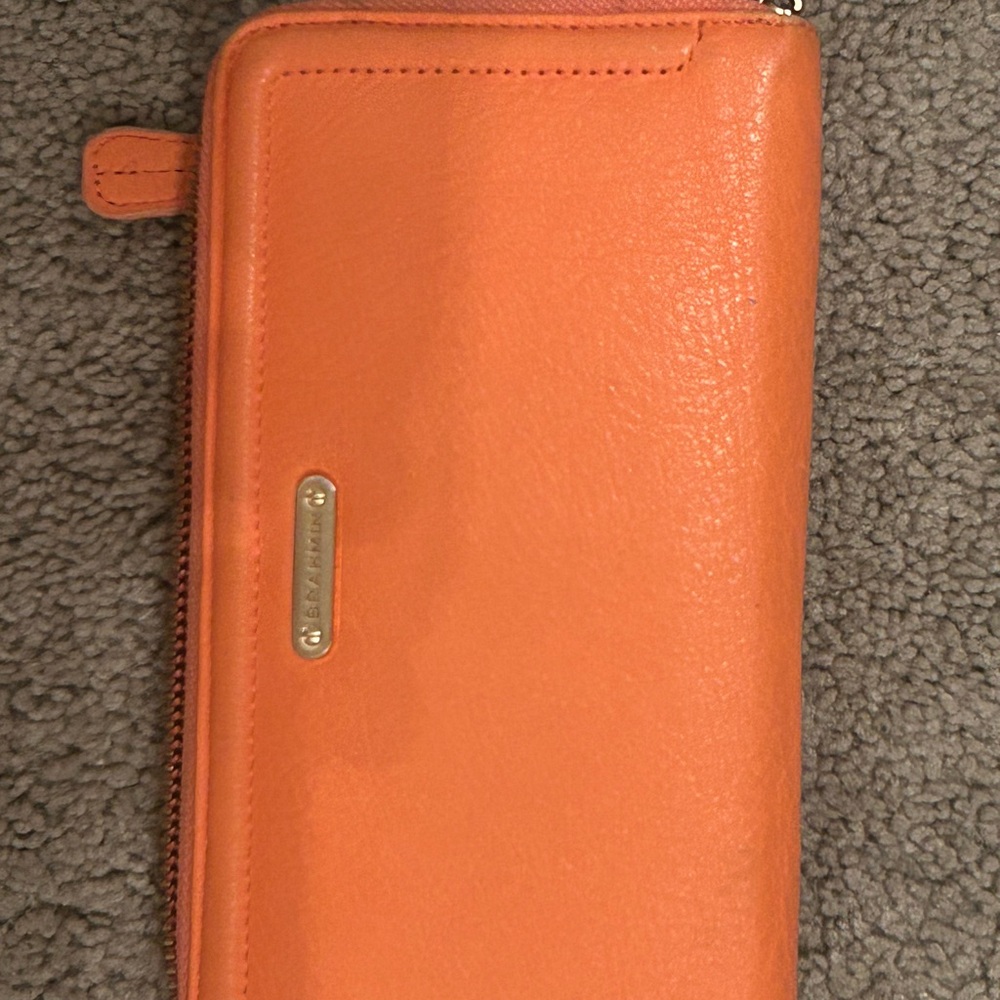 Brahmin Coral Pebbled Leather Tote & Matching Zip-Around Wallet Set - Picture 5 of 16
